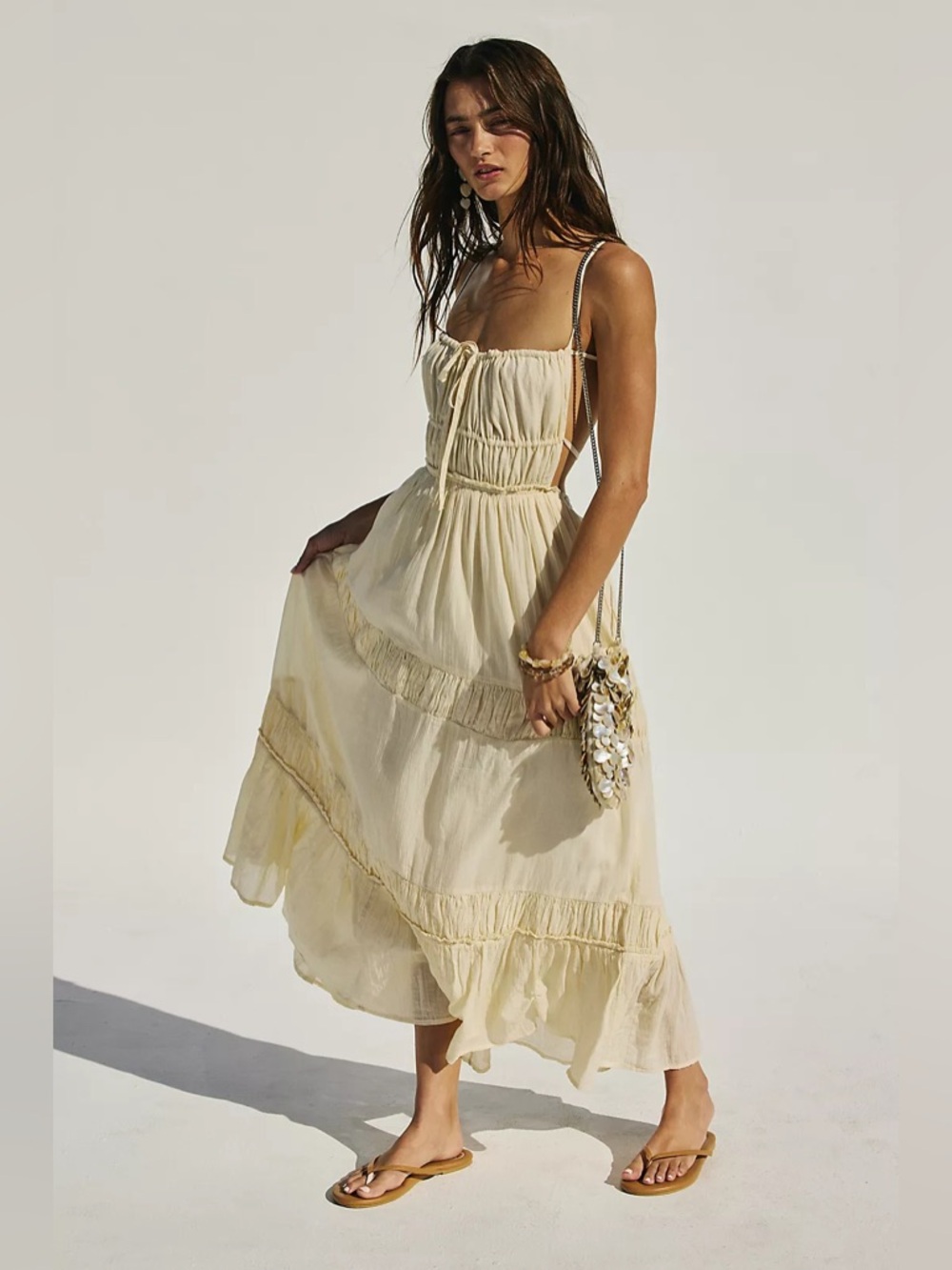 New Free People taking sides maxi dress in wet plaster